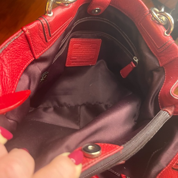 Coach Vintage F16531 Penelope Red Pebbled Leather Carryall Satchel - Picture 11 of 12